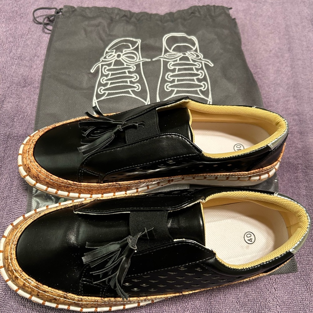 Black Flats with Tassel Detail